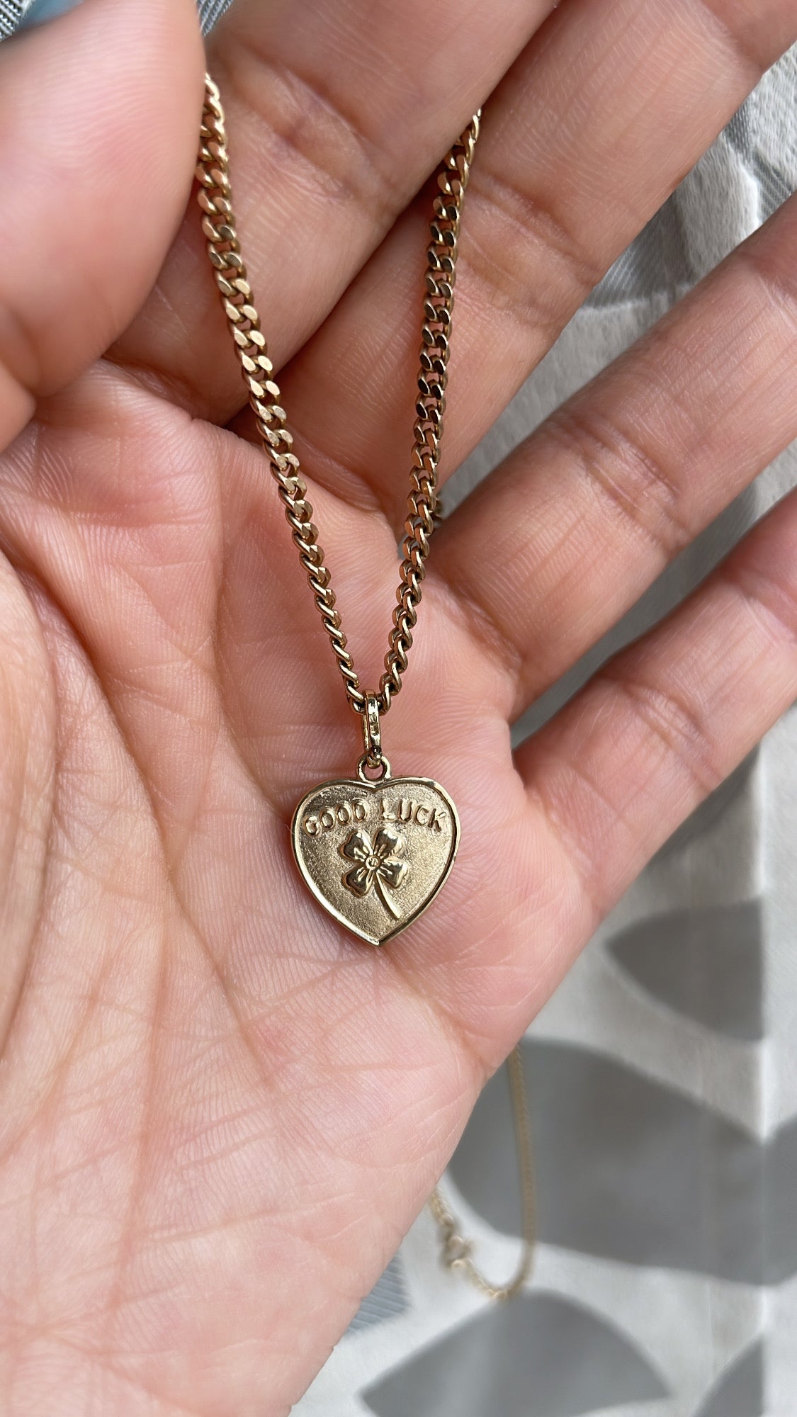14k Good Luck Heart Pendant