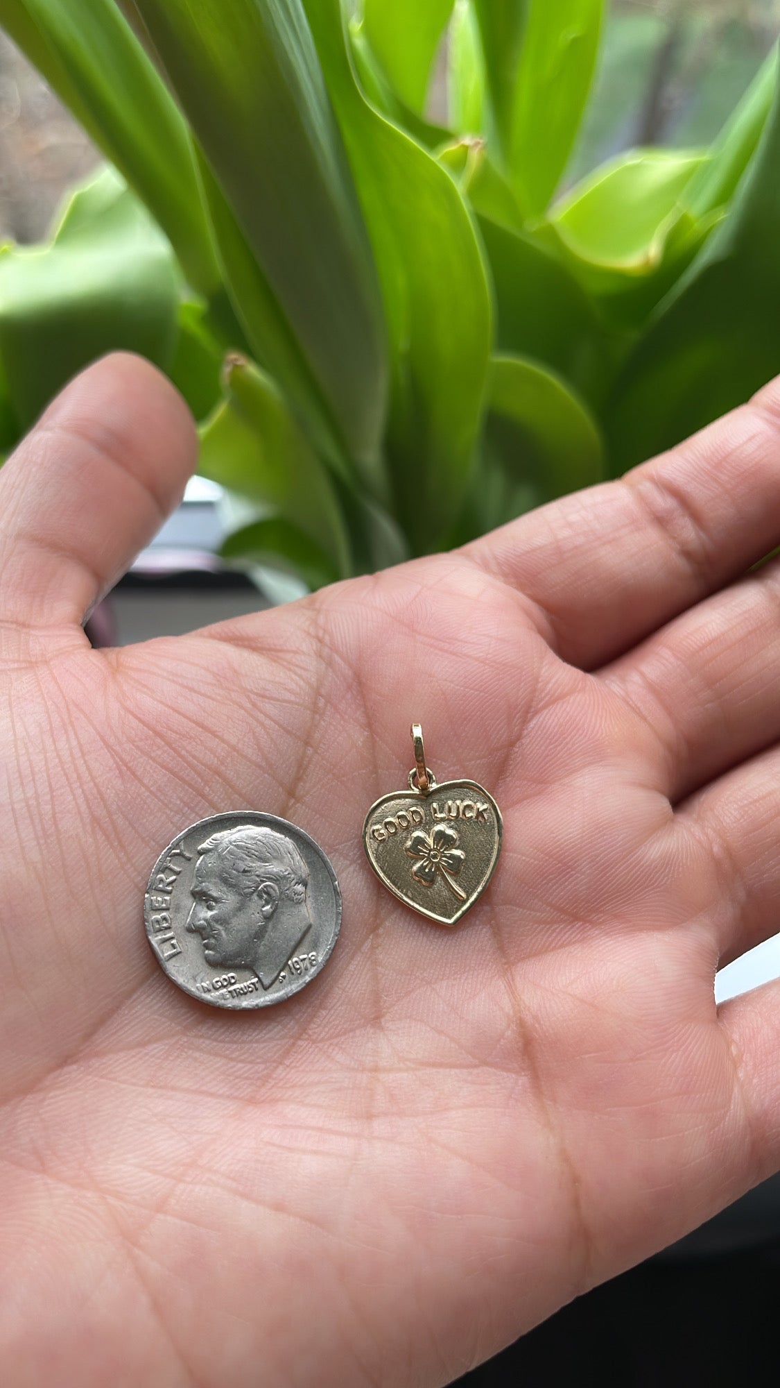 14k Good Luck Heart Pendant