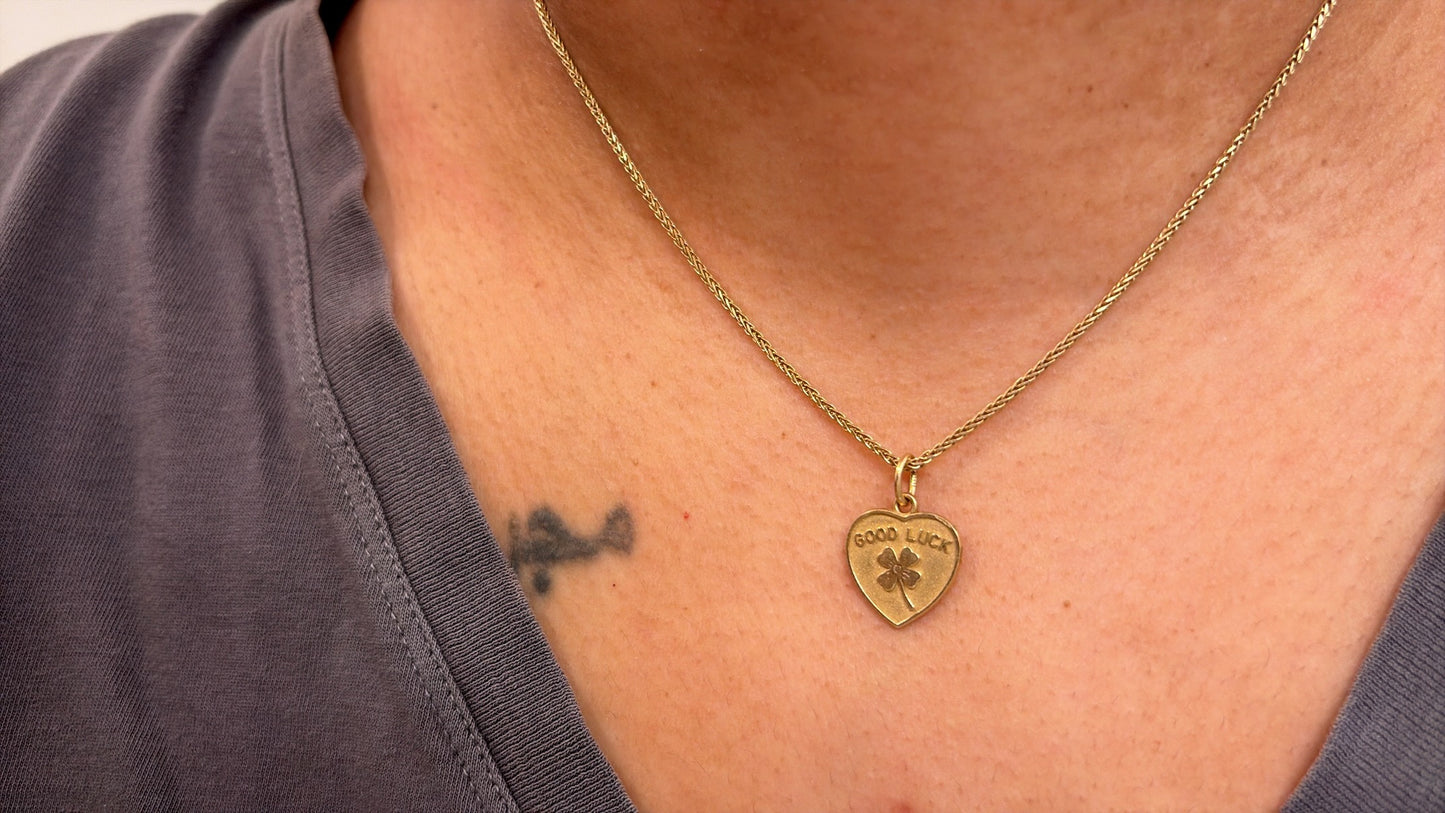 14k Good Luck Heart Pendant