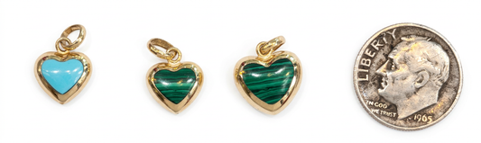 14k Heart Pendants with gemstone