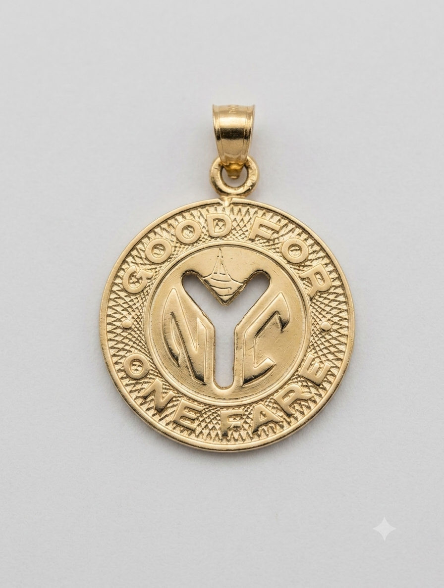 14k NYC Subway Token Pendant