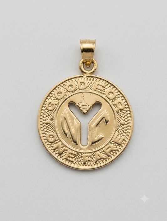 14k NYC Subway Token Pendant
